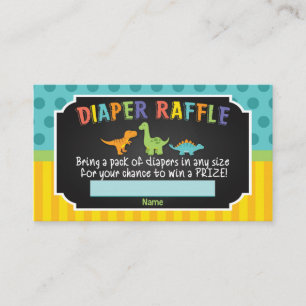 Dinosaur Baby Shower Diaper Raffle Card