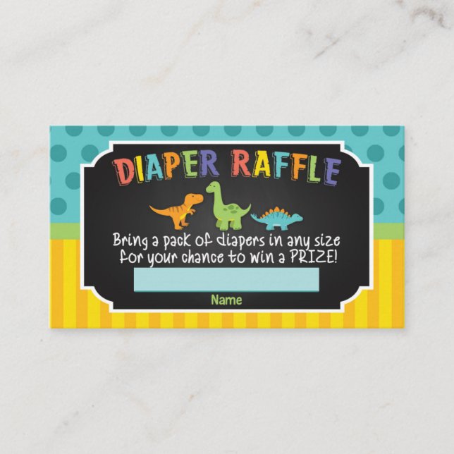Dinosaur Baby Shower Diaper Raffle Card (Front)