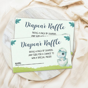 Dinosaur Baby Shower Diaper Raffle Card