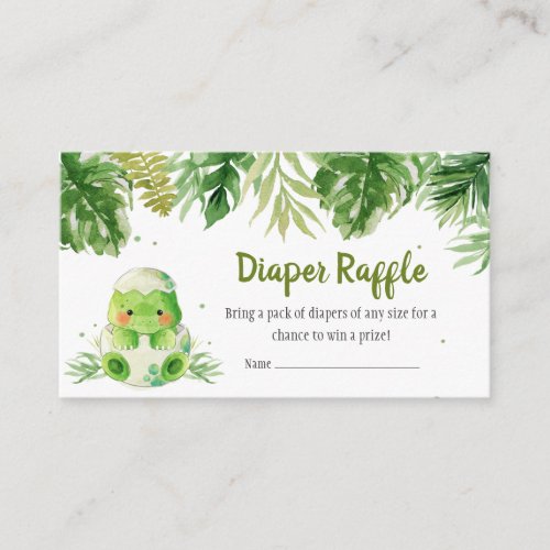 Dinosaur Baby Shower Diaper Raffle Enclosure Card