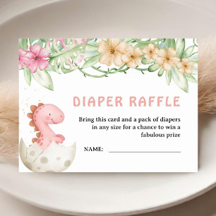 Dinosaur Baby Shower Diaper Raffle Enclosure Card