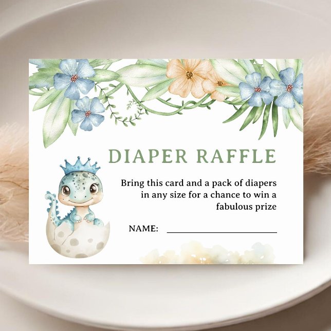 Dinosaur Baby Shower Diaper Raffle Enclosure Card (Creator Uploaded)