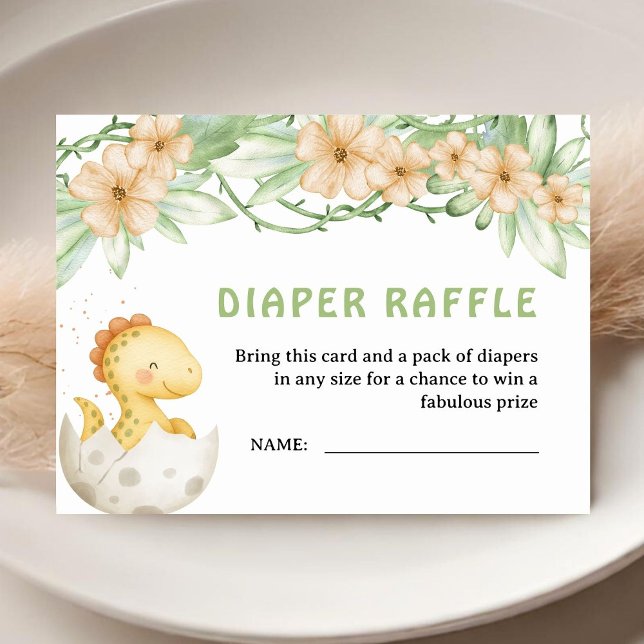 Dinosaur Baby Shower Diaper Raffle Enclosure Card (Creator Uploaded)