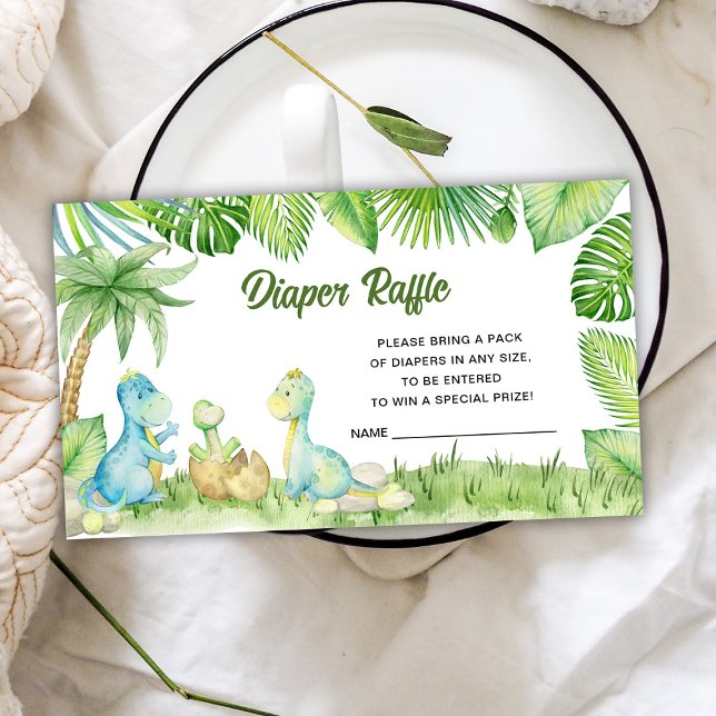 Dinosaur Baby Shower Diaper Raffle Enclosure Card (Creator Uploaded)