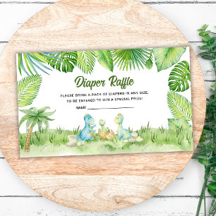 Dinosaur Baby Shower Diaper Raffle Enclosure Card