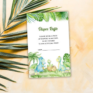 Dinosaur Baby Shower Diaper Raffle Enclosure Card