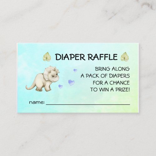 Dinosaur Baby Shower Diaper Raffle Enclosure Card