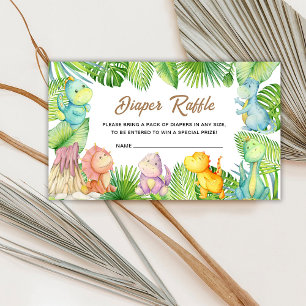 Dinosaur Baby Shower Diaper Raffle Insert Card