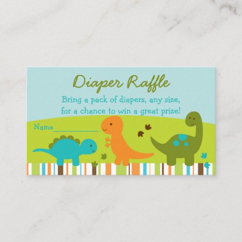 Dinosaur Baby Shower Diaper Raffle Tickets Enclosure Card