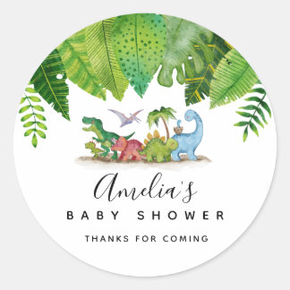 Dinosaur Baby Shower Favor Classic Round Sticker