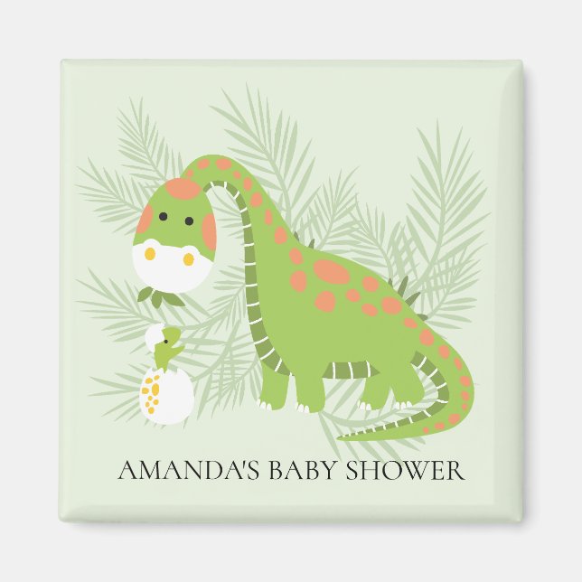 Dinosaur Baby Shower Favor Magnet (Front)