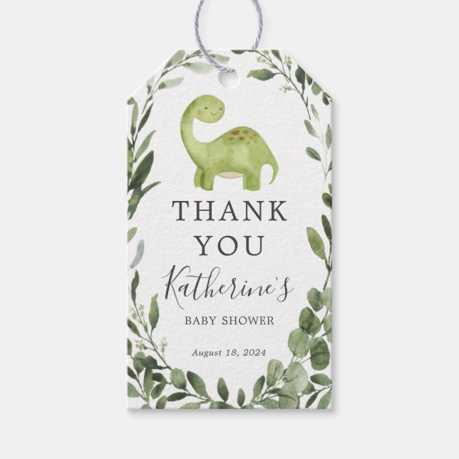 Dinosaur Baby Shower Favor Tag (Front)