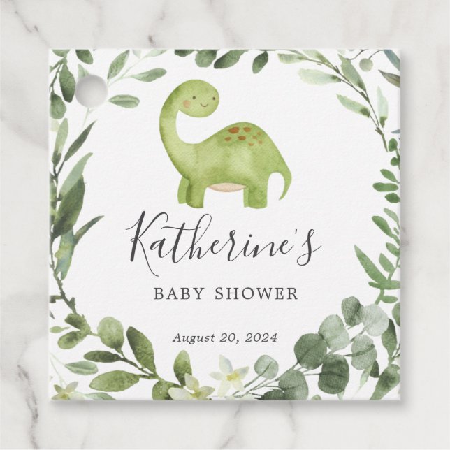 Dinosaur Baby Shower Favor Tag (Front)