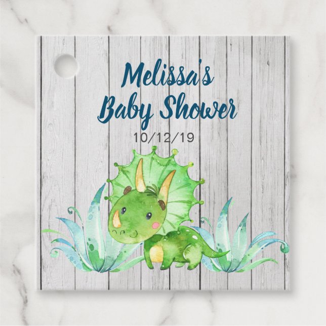 Dinosaur Baby Shower Favor Tags (Front)