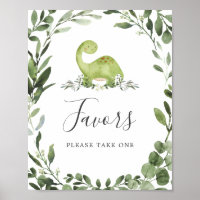 Dinosaur Baby Shower Favors Sign