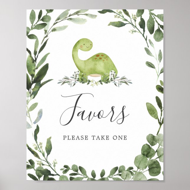 Dinosaur Baby Shower Favors Sign (Front)