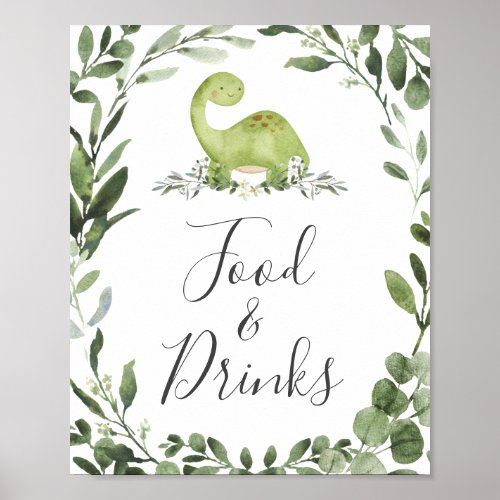 Dinosaur Baby Shower Food and Drinks Sign