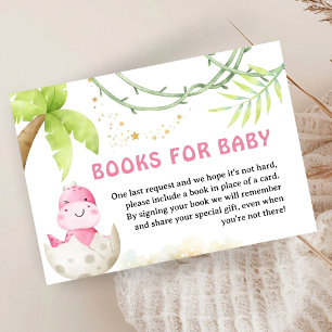 Dinosaur Baby Shower Girl Book For Baby Enclosure Card