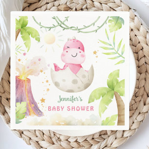 Dinosaur Baby Shower Girl Dino Paper Napkins