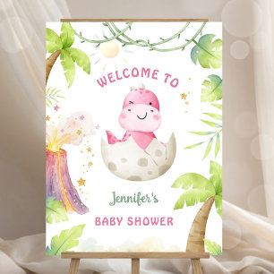 Dinosaur Baby Shower Girl Dino Welcome Sign