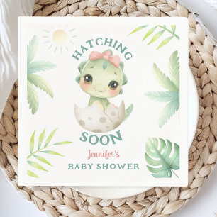 Dinosaur Baby Shower Girl Paper Napkins
