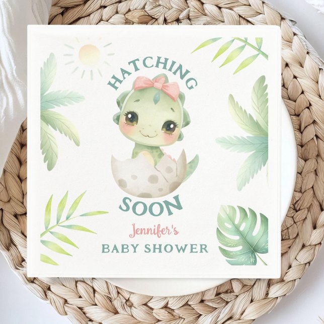 Dinosaur Baby Shower Girl Paper Napkins (Creator Uploaded)