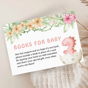 Dinosaur Baby Shower Girl Pink Dino Books For Baby Enclosure Card