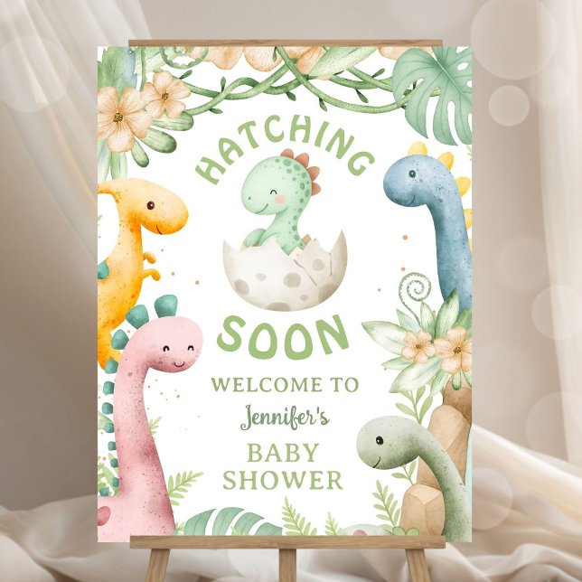 Dinosaur Baby Shower Green Dino Welcome Sign (Creator Uploaded)