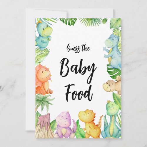 Dinosaur Baby Shower Guess Baby Food Game Invitation