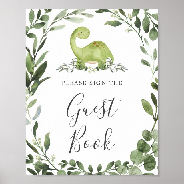 Dinosaur Baby Shower Guestbook Sign (Front)