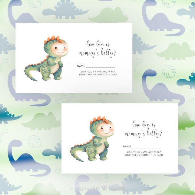 Dinosaur baby shower - how big is mommy's belly enclosure card (Creator Uploaded)