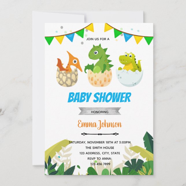 Dinosaur baby shower invitation (Front)
