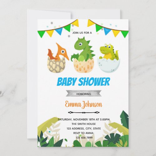 Dinosaur baby shower invitation