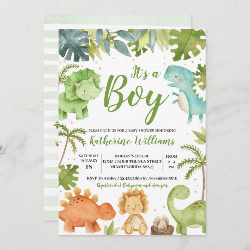 Dinosaur Baby Shower Invitation