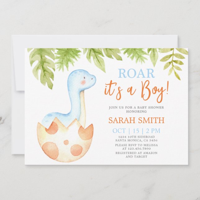 Dinosaur Baby Shower Invitation (Front)
