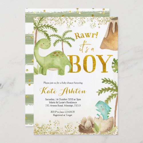 Dinosaur Baby Shower Invitation