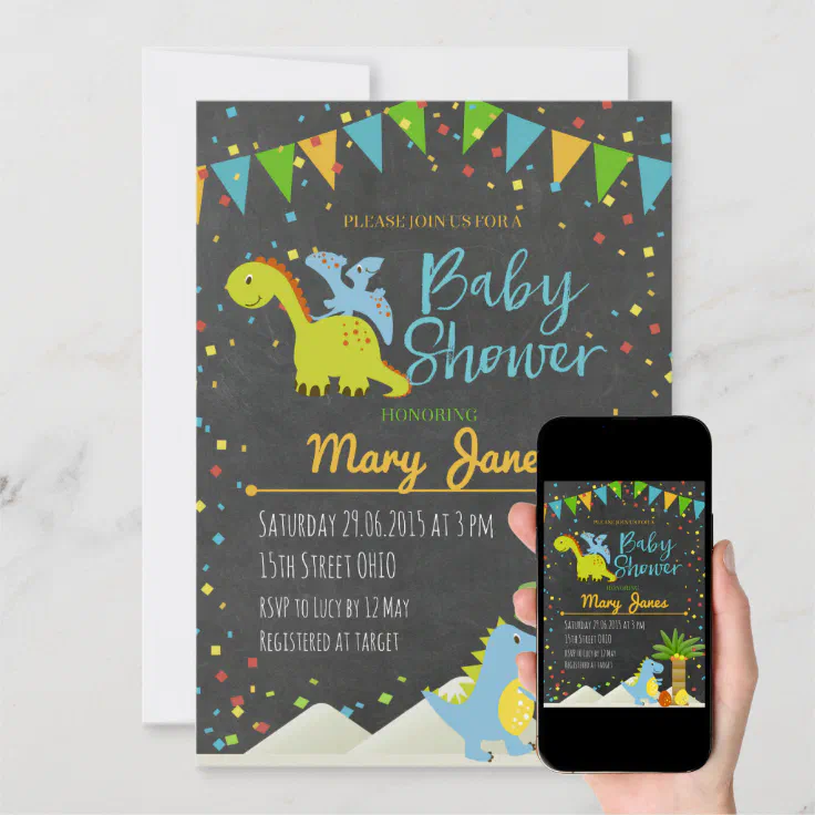 Dinosaur baby shower invitation Zazzle