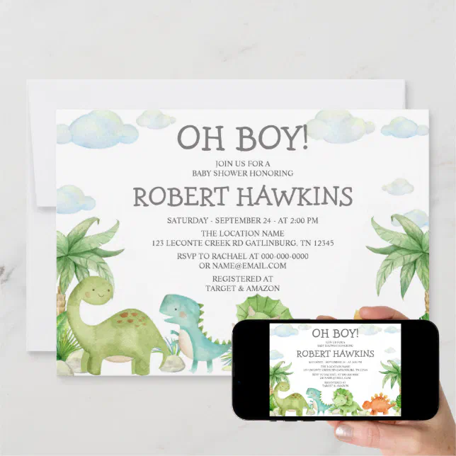 Dinosaur Baby Shower Invitation Zazzle