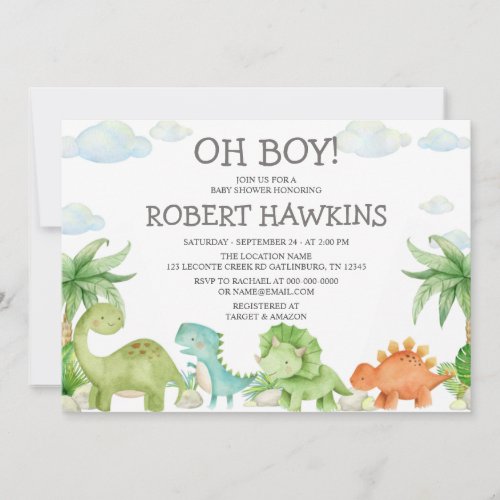 Dinosaur Baby Shower Invitation