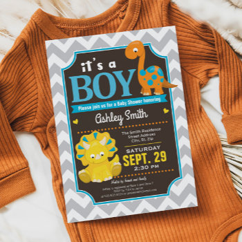 Dinosaur Baby Shower Invitation Boy by Card_Stop at Zazzle