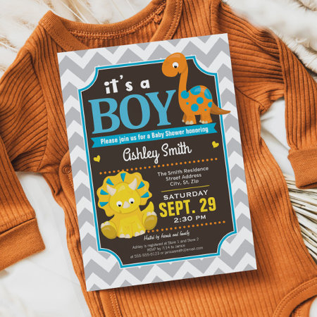 Dinosaur Baby Shower Invitation Boy