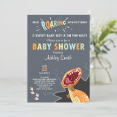 Dinosaur Baby shower invitation Dino Baby boy Blue (Standing Front)
