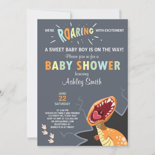 Dinosaur Baby shower invitation Dino Baby boy Blue