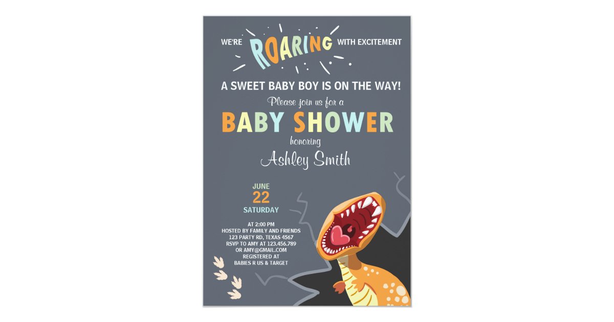 Dinosaur Baby Shower Invitation Dino Baby Boy Blue Zazzle Com