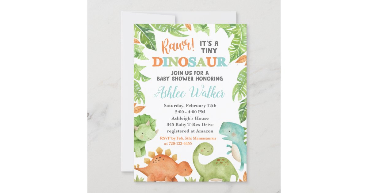 Dinosaur Baby Shower Invitation Dino Baby Invite 