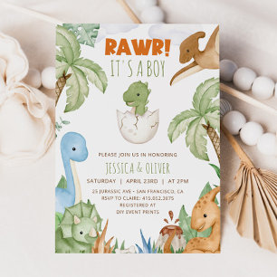 DINOSAUR Baby Shower Invitation, Dino Baby Shower Invitation