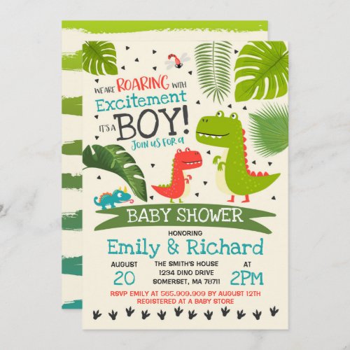 Dinosaur Baby Shower Invitation T_Rex Baby Shower