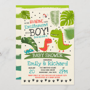 Dinosaur Baby Shower Invitation T-Rex Baby Shower