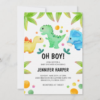 Dinosaur Baby Shower Invitation Template, EDITABLE