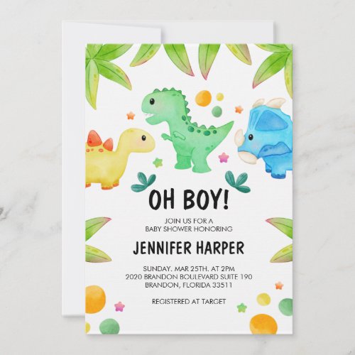 Dinosaur Baby Shower Invitation Template EDITABLE